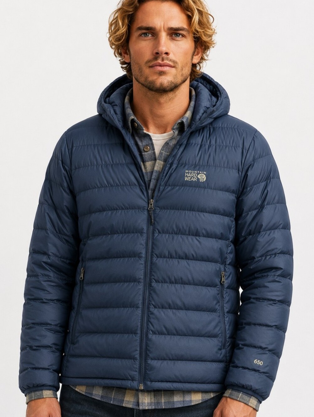 Mountain Hardwear Deloro 650 Down Full Zip Hoody Blue Men's Large